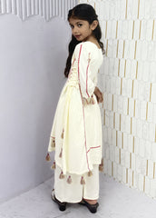 Morni-kids Traditional Cotton Mirror Embroidery Kurti Set