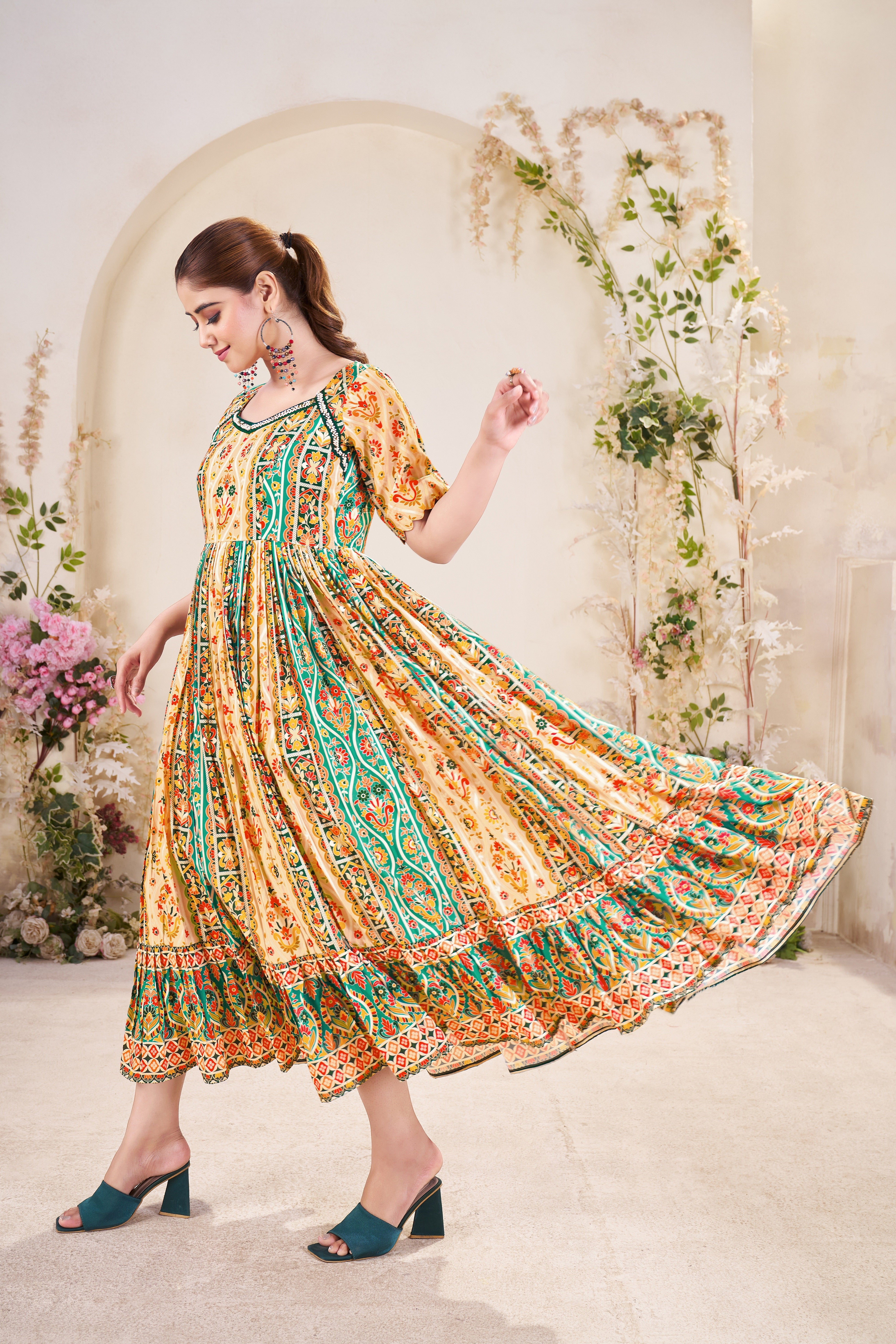 Kastoory-Heavy Fancy Long Western Dress