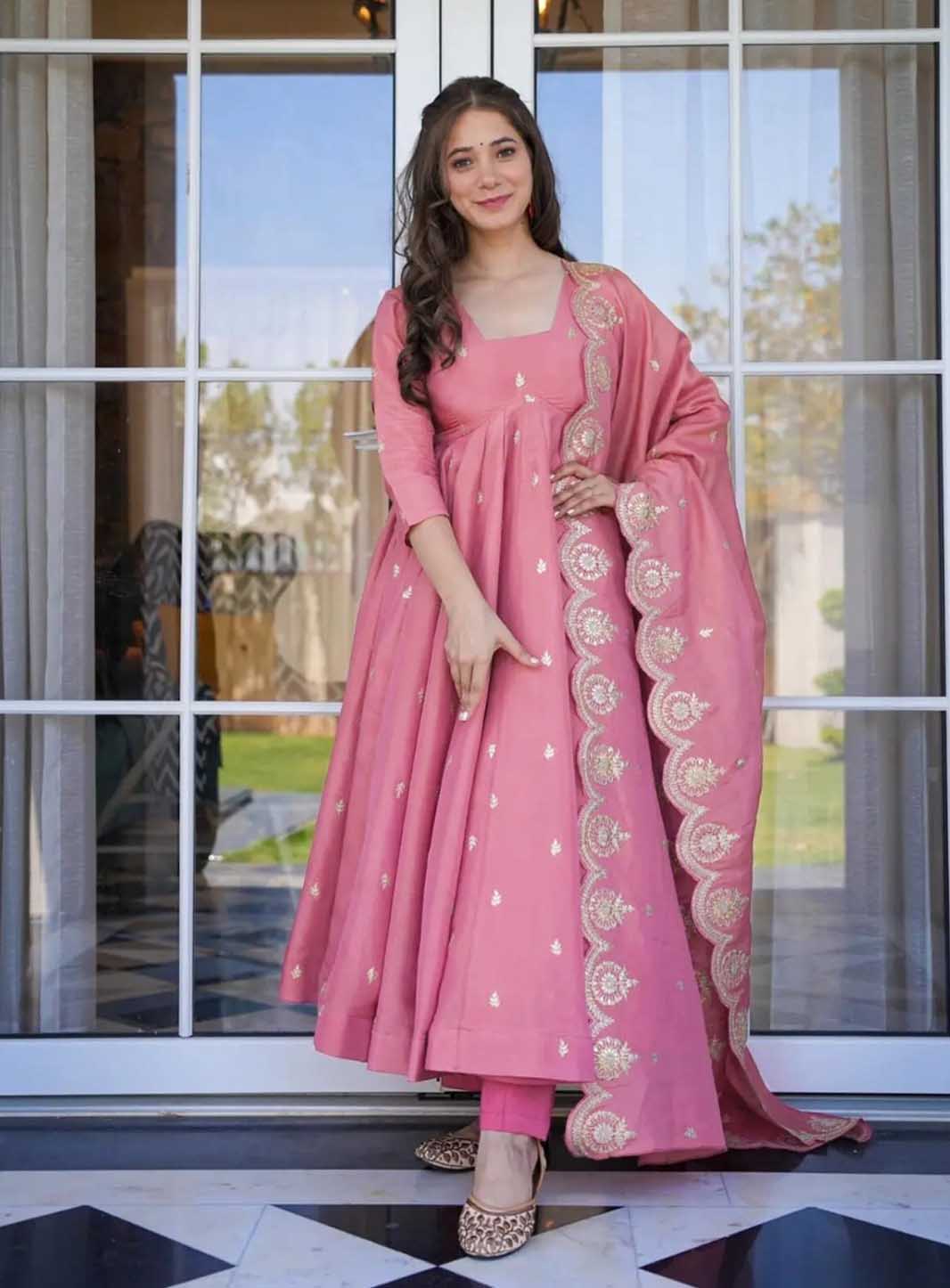 BANDHANI ANARKALI  PAIR WITH DUPATTA SET