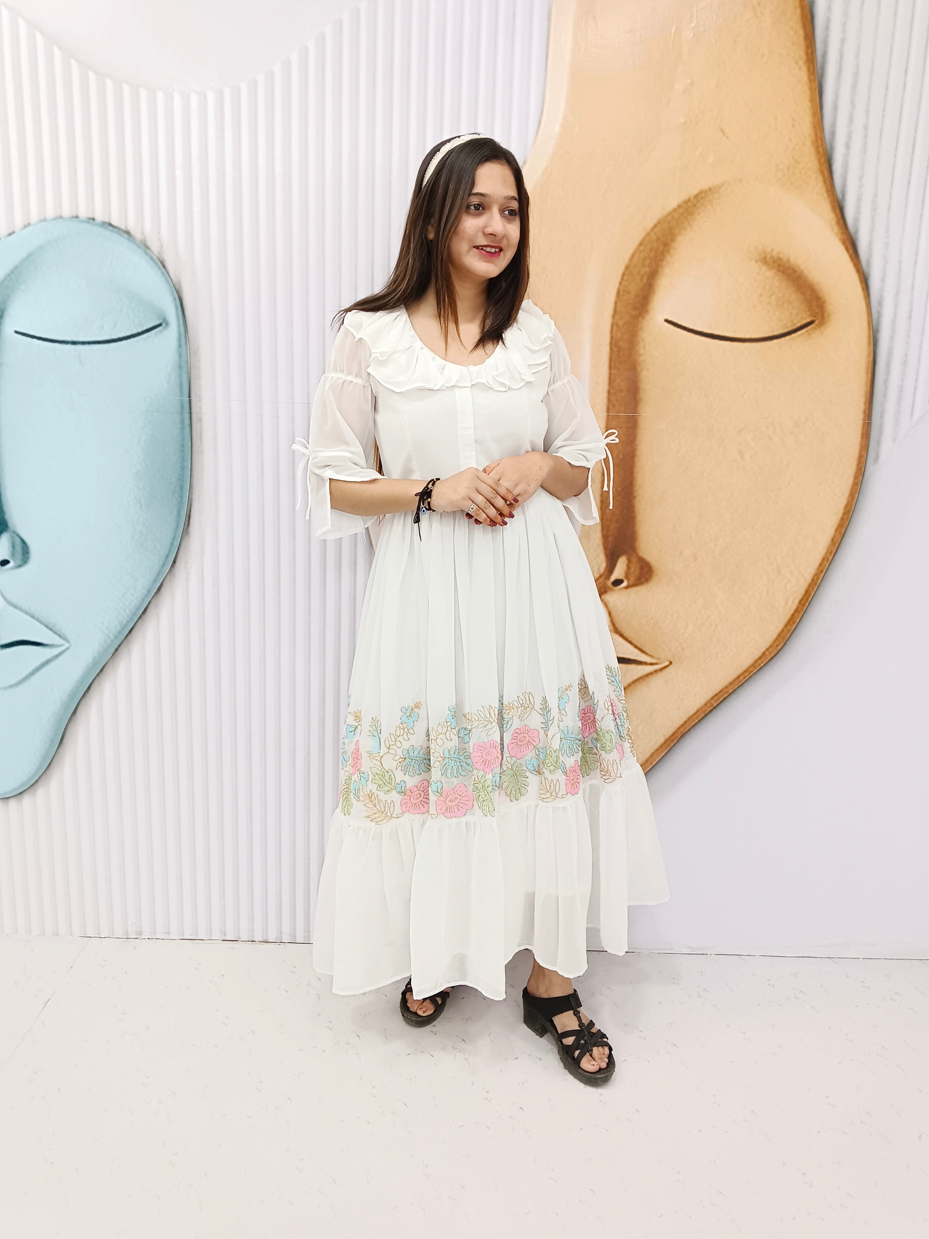 DhunDhun-Elegant Embroidered Long Western Dress