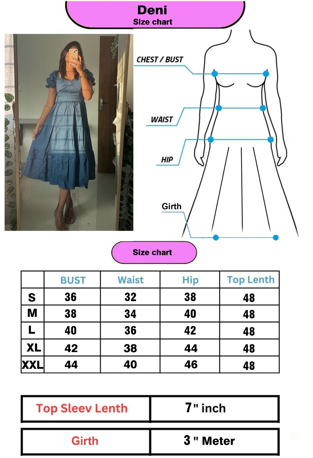Juliet Medium Blue Denim Western Dress