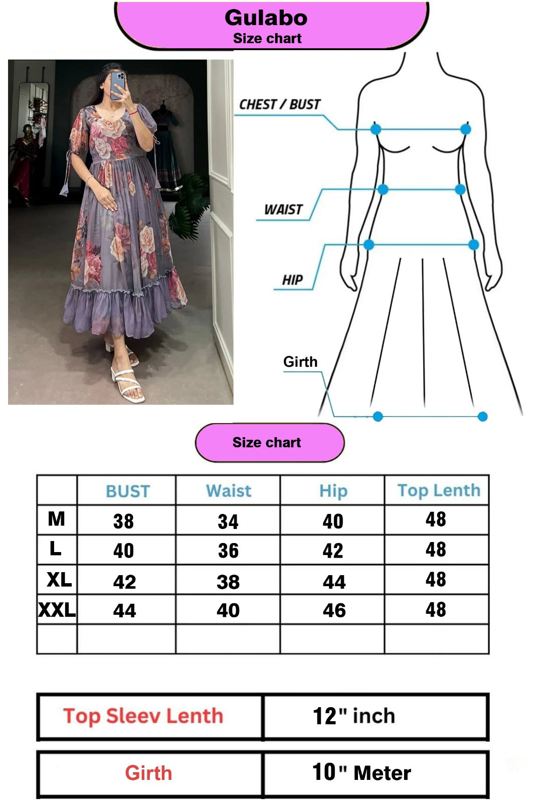 GULAABO-LONG WESTERN FLORAL FROCK