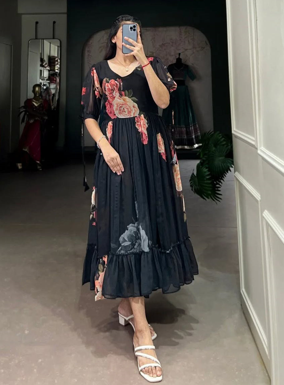 GULAABO-LONG WESTERN FLORAL FROCK