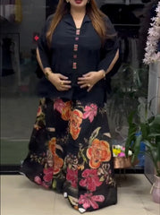 Sagun -Floral Muslin Top  Palazzo Set