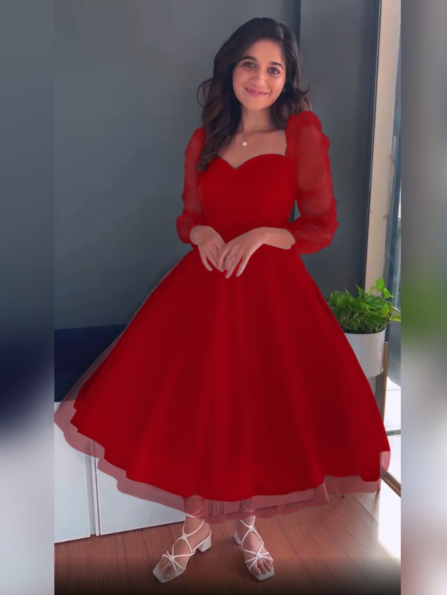 Noor' Tea-Length Fit-and-Flare western Dress